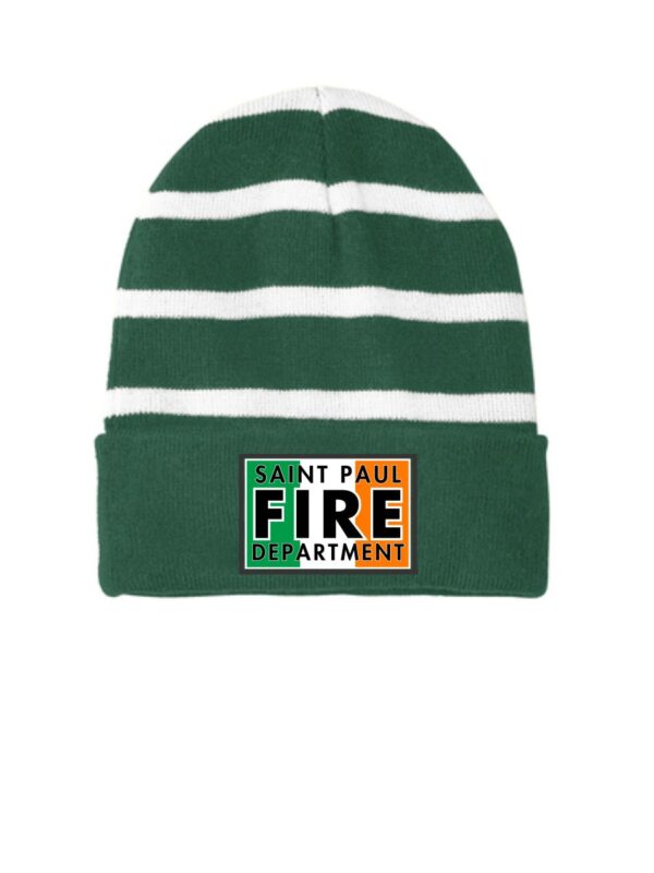 SPFD St. Pat's Sport-Tek® Striped Beanie with Solid Band