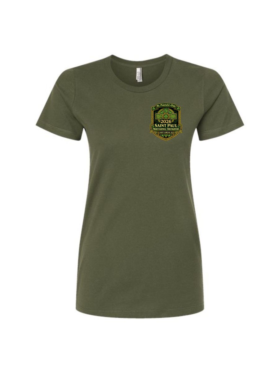 SPFD St. Pat's Tultex Women's Fine Jersey Slim Fit T-Shirt-Green - Image 2