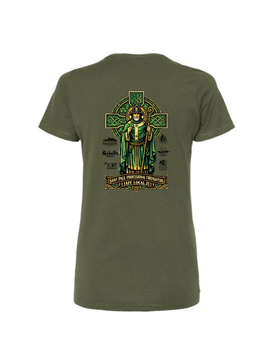 SPFD St. Pat's Tultex Women's Fine Jersey Slim Fit T-Shirt-Green