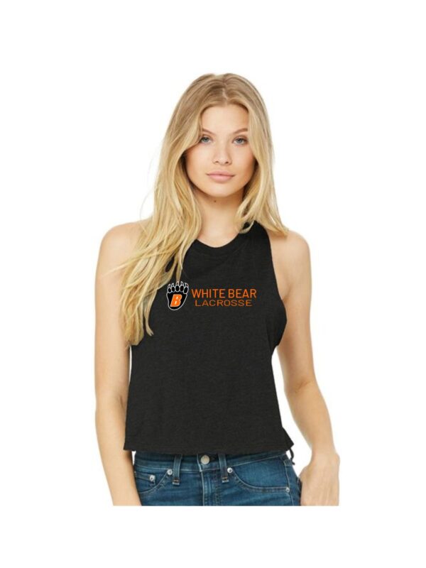 White Bear Lake Boys Lacrosse BELLA+CANVAS® Women’s Racerback Cropped Tank-Black