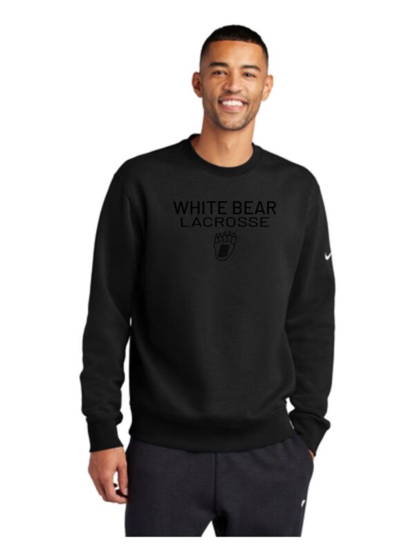 White Bear Lake Boys Lacrosse Nike Club Fleece Sleeve Swoosh Crew-Black