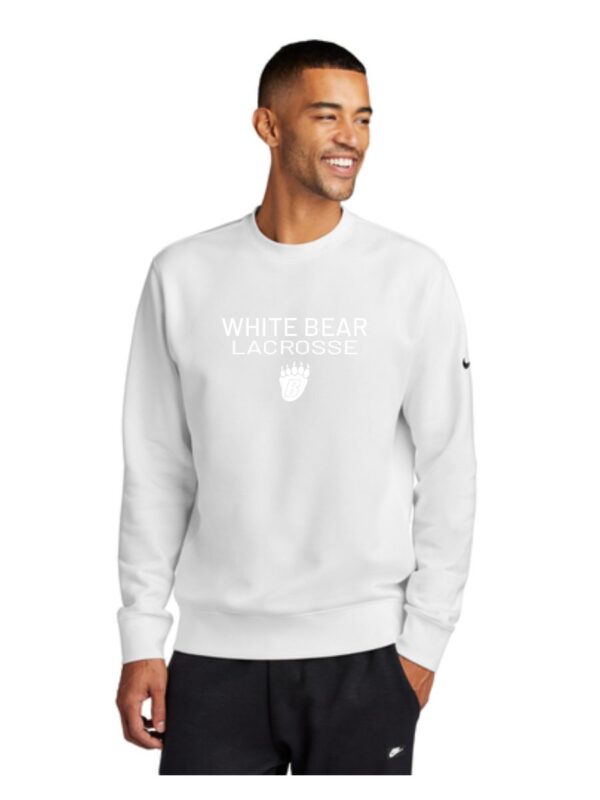 White Bear Lake Boys Lacrosse Nike Club Fleece Sleeve Swoosh Crew-White