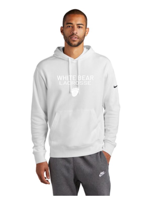 White Bear Lake Boys Lacrosse Nike Club Fleece Sleeve Swoosh Pullover Hoodie-White