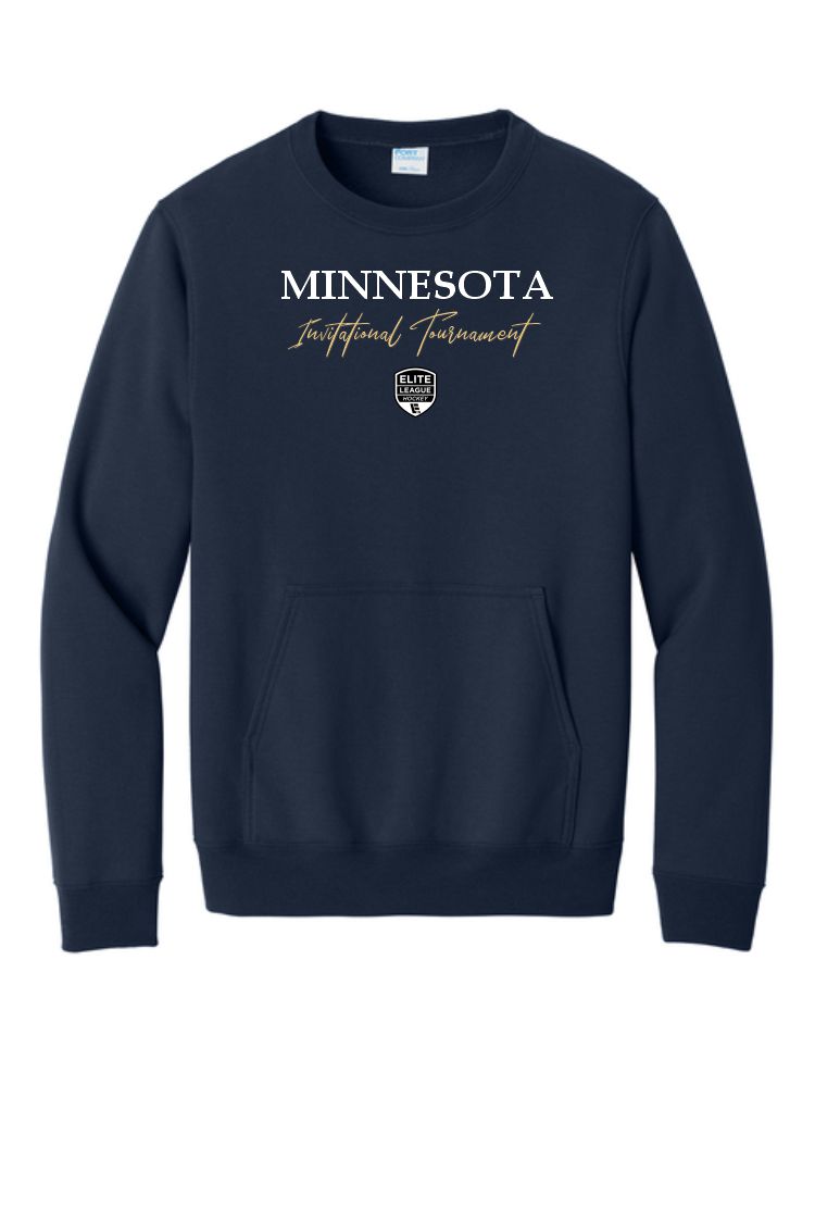Girl’s Elite League NIT Port & Co® Core Fleece Crewneck Pocket Sweatshirt-Navy