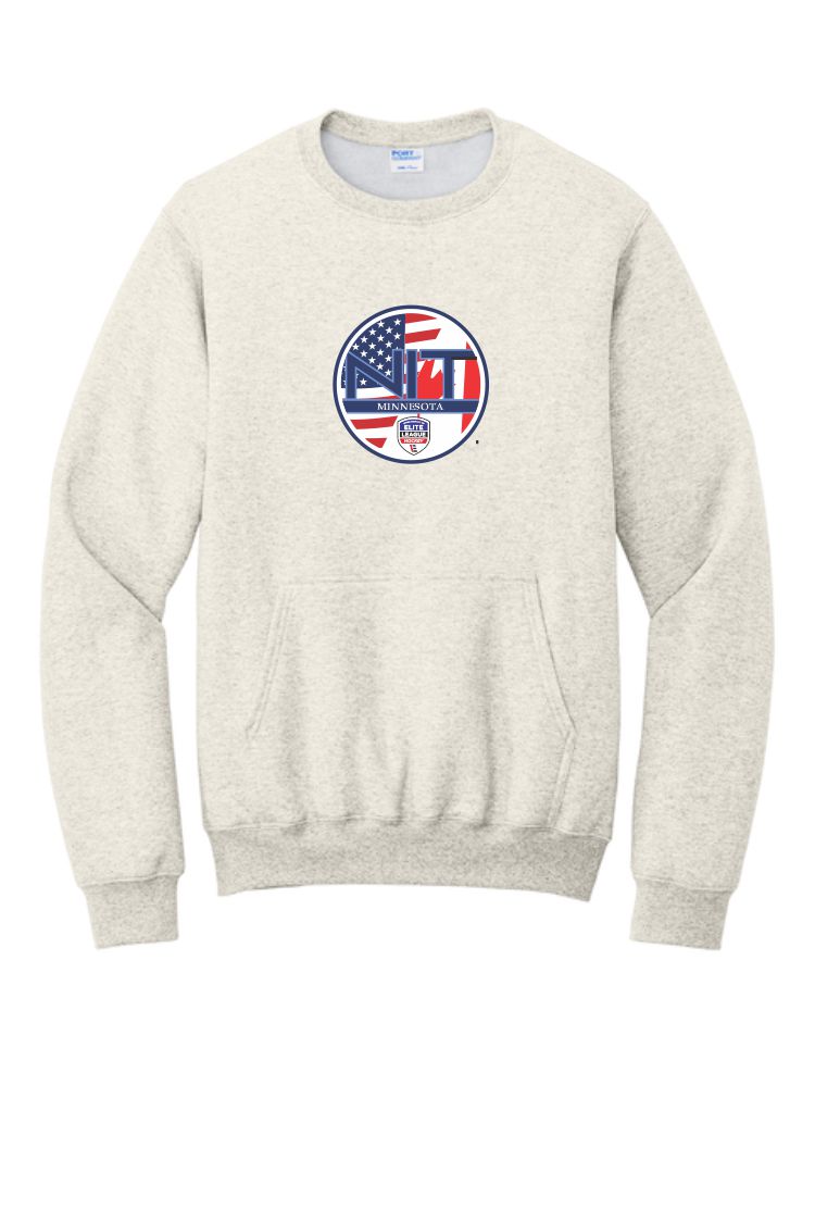 Girl’s Elite League NIT Port & Co® Core Fleece Crewneck Pocket Sweatshirt-Oatmeal
