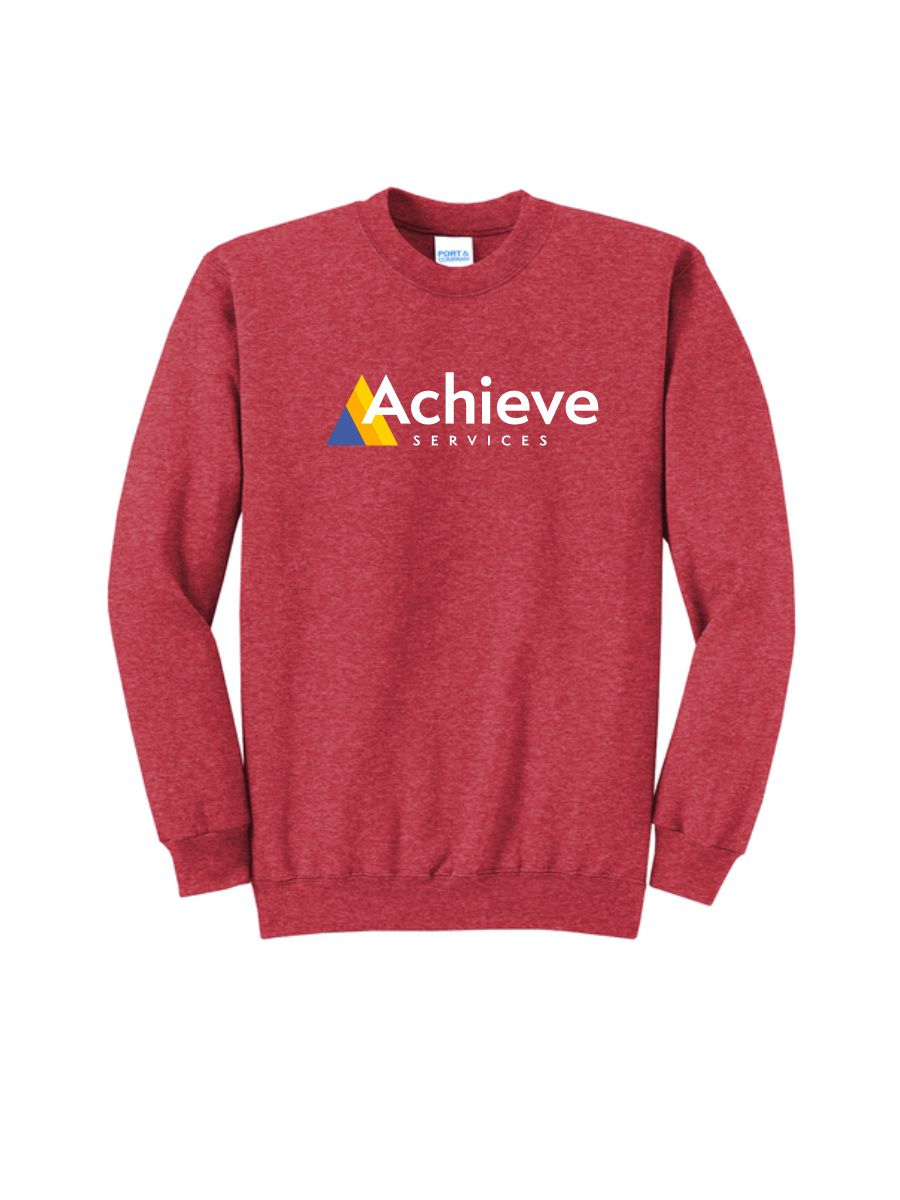 Achieve Services Port & Co® Core Fleece Pullover Crewneck Sweatshirt-Heather Red
