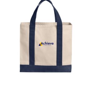 Achieve Services Port Authority® Cotton Canvas Two-Tone Tote-Natural/River Blue Navy