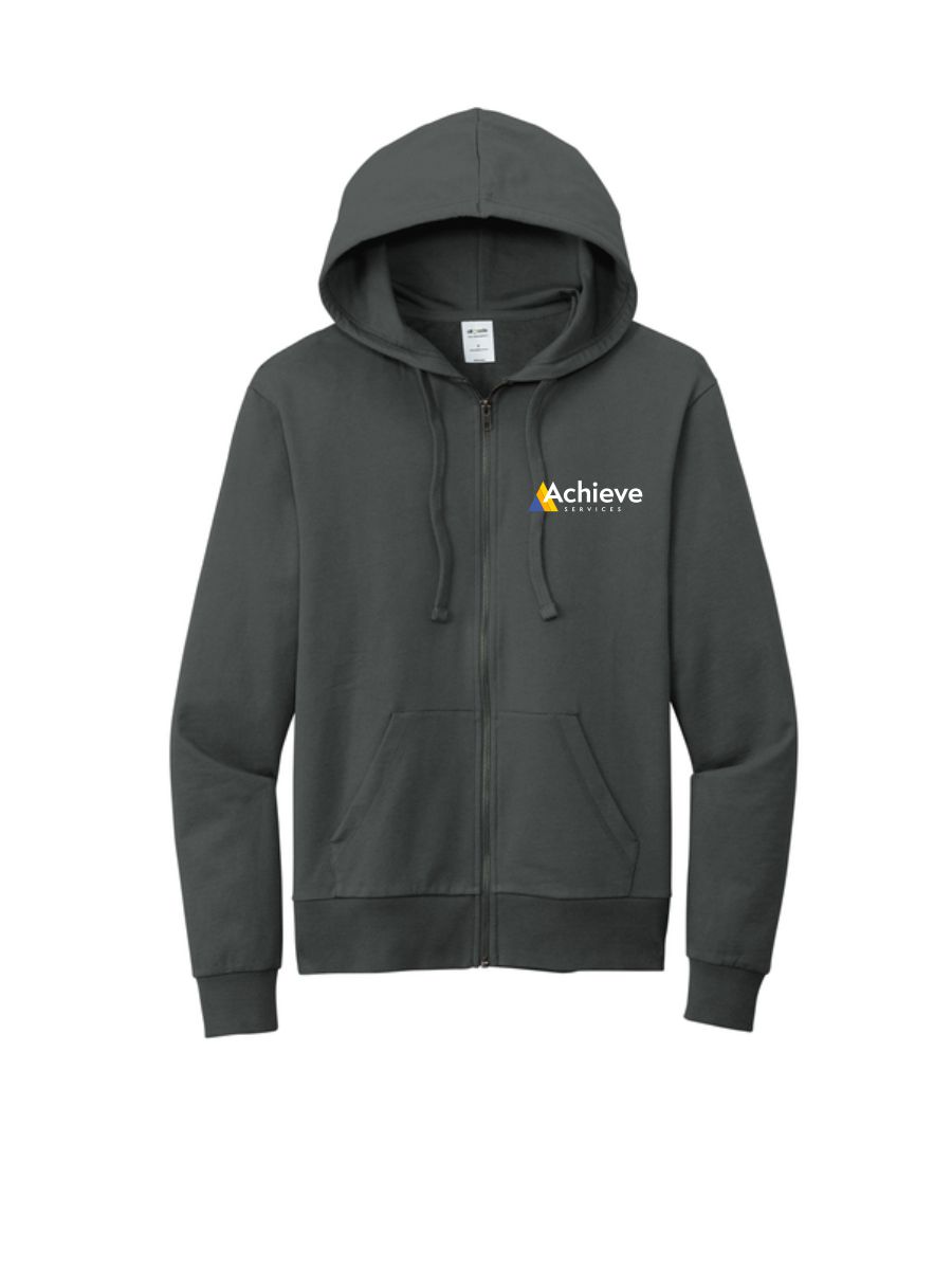 Achieve Services Allmade® Unisex Organic French Terry Full-Zip Hoodie-Terrain Grey