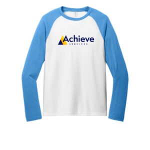 Achieve Services     Allmade® Unisex Tri-Blend Long Sleeve Colorblock Raglan-Azure Blue/White